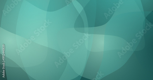 Abstract wavy translucent shapes flow across teal background elegant smooth design