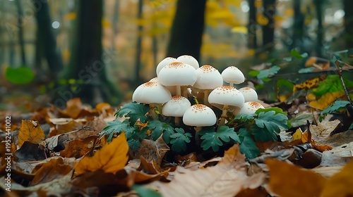 Mushroom gathering in autumn forest nature photography close-up view enchanted environment