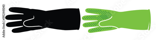 Pair of cleaning gloves isolated on white background