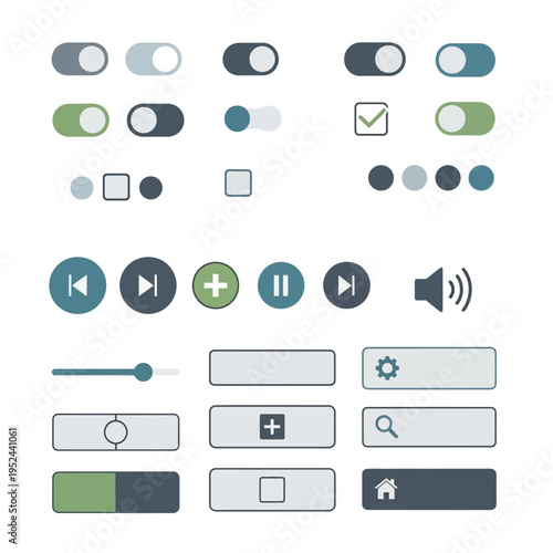 Modern UI Elements: Toggles, Buttons, Sliders, Icons for Web and App Design