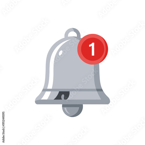 Notification Bell Icon with Red Alert Badge Showing Number 1