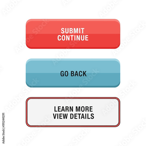 Website Buttons: Submit, Go Back, Learn More - UI Elements