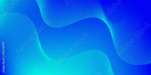 Wavy blended lines with blue cyan gradient mesh abstract background nice for wallpaper or banner