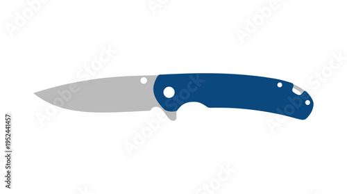Modern folding pocket knife with blue handle and silver steel blade