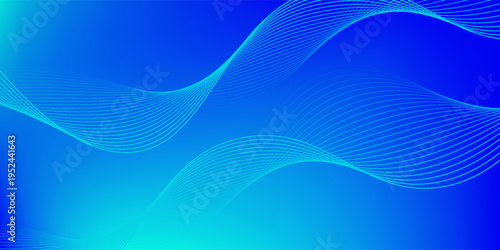 Wavy blended lines with blue cyan gradient mesh abstract background nice for wallpaper or banner