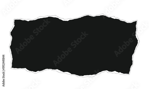 A black torn paper shape on a white background