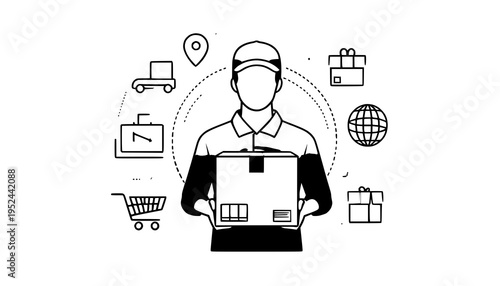 vector illustration of a man with a suitcase