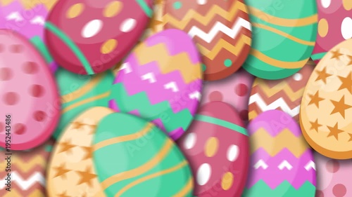 Colorful Easter Eggs Transition Animation on transparent background, alpha channel
