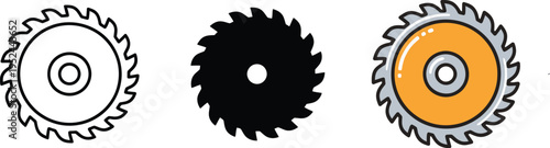 Saw blade icons in different styles and colors Vector