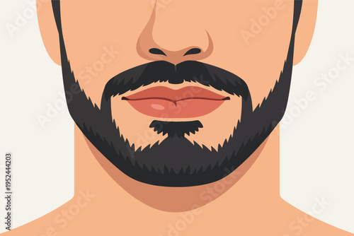 Man's facial hair presenting a stylish goatee and mustache, symbolizing grooming, masculinity, and fashion