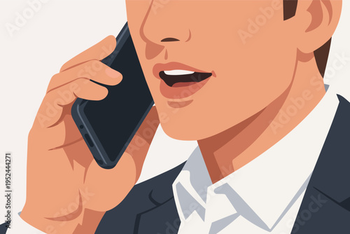 Man talking on a mobile phone, making a call for business communication and customer support