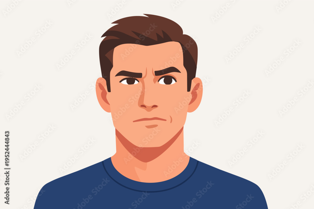 Obraz premium Young man having suspicious expression, feeling confused or uncertain about something, frowning with disbelief