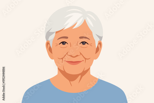 Senior asian woman smiling, showing kindness and wisdom, avatar for aging and retirement concepts