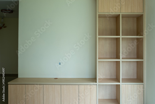Tableau sur toile Minimalist built-in cabinet with vertical slats
