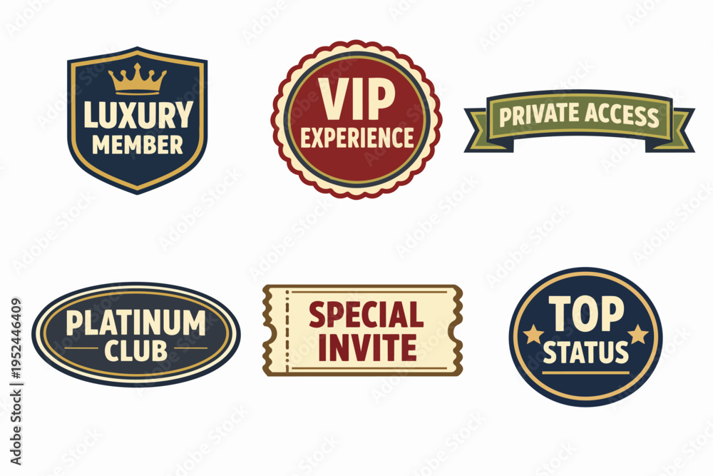 Obraz premium Luxury member badges and vip experience labels representing exclusive access and premium status