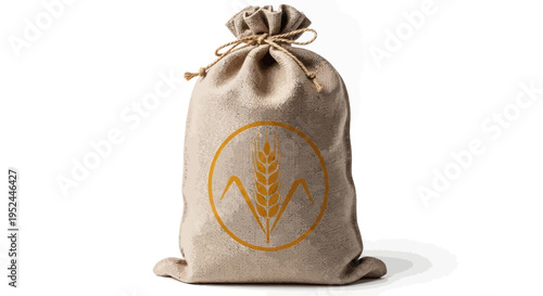 A brown bag with a wheat logo.