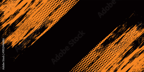 orange black brush Car sticker wrap pattern banner abstract sporty lines black orange color combination grunge brush modern pattern racing motorsport design. Vektor modern.