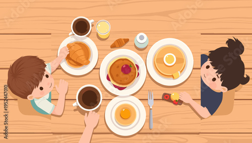 A playful illustration depicting a child lying on their back, offering a unique perspective. Ideal for content relating to childhood, innocence, or fa