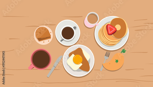 A minimalist flat lay featuring coffee cups, conveying a sense of calm and relaxation. Ideal for blog posts, website backgrounds, or social media cont