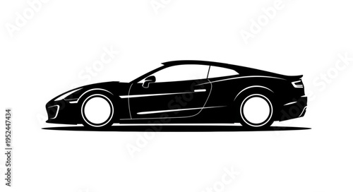 Sleek Black Sports Car Silhouette with Dynamic Design.