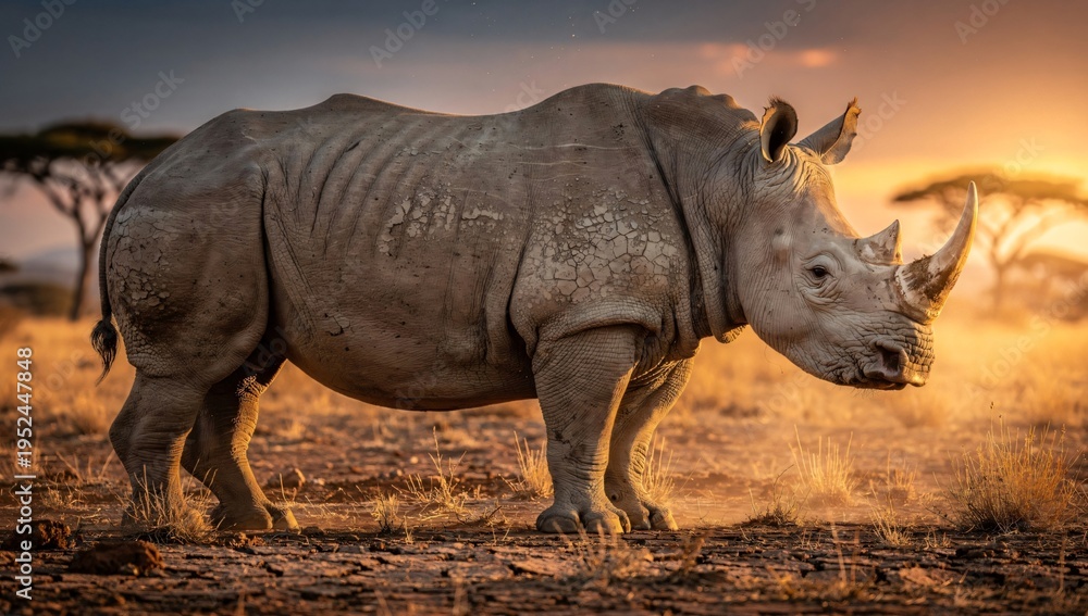 Obraz premium Powerful Rhinoceros Full Body Side Angle High Detail Animal