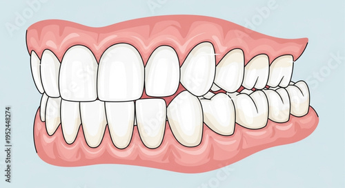 Illustration of Malocclusion - Misaligned Teeth and Dental Health.