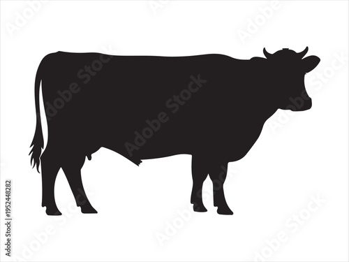 Cow graphic icon. Cow black silhouette, Silhouette of Cow, Farm Animal Livestock Vector Illustration