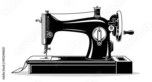 Vintage Sewing Machine Illustration - A Classic Crafting Tool.