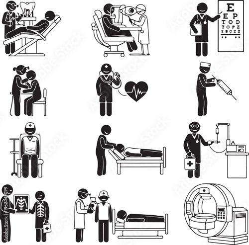 Head brain vecotr icons set