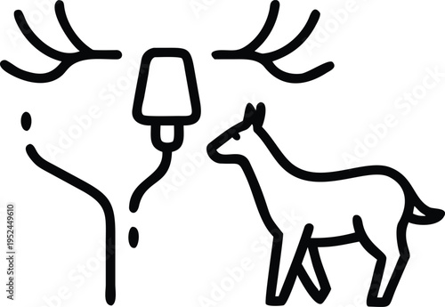 A stylized illustration depicts an infusion device next to a deer. The deer stands alert. 