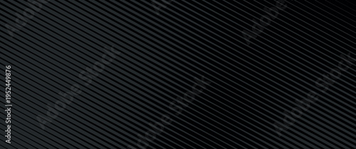 Black oblique straight line background. Masculine dark linear abstract wallpaper. Elegant luxury striped gradient texture. Grey diagonal lines backdrop for flyer, banner, poster, presentation. Vector