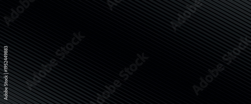 Black oblique straight line background. Masculine dark linear abstract wallpaper. Elegant luxury striped gradient texture. Grey diagonal lines backdrop for flyer, banner, poster, presentation. Vector