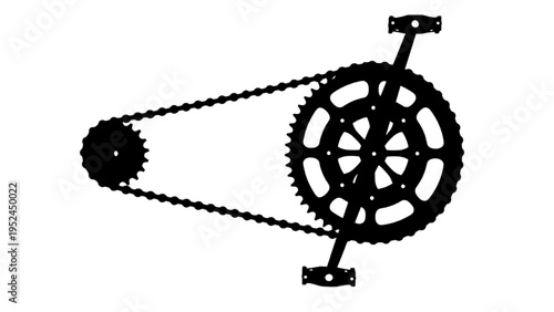 Bicycle chain drive silhouette, flat vector engineering icon
