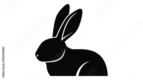 A minimalist black silhouette of a rabbit s head and upper body is displayed