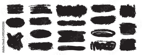 Paint brush stains set. Dirty artistic elements for text, labels. paintbrush grunge stamp collection