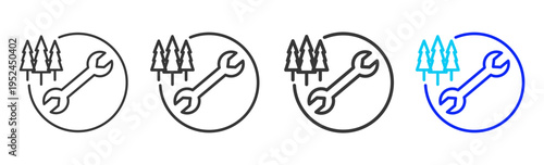 Arbor Icon Set Collection Outline Style For Maintenance With Multiple Thickness Variations Modern Design Professional Vector Pack Creative Minimal Business Strategy Branding