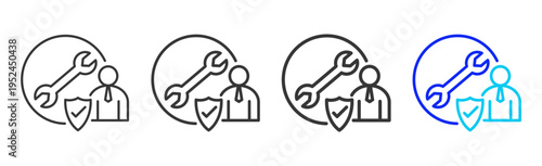 Secure Icon Set Collection Outline Style For Maintenance With Multiple Thickness Variations Modern Design Professional Vector Pack Creative Minimal Business Strategy Branding