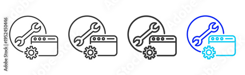 Circuit Icon Set Collection Outline Style For Maintenance With Multiple Thickness Variations Modern Design Professional Vector Pack Creative Minimal Business Strategy Branding