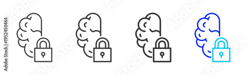 Mind Icon Set Collection Outline Style For Maintenance With Multiple Thickness Variations Modern Design Professional Vector Pack Creative Minimal Business Strategy Branding