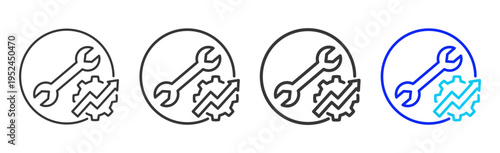 Boost Icon Set Collection Outline Style For Maintenance With Multiple Thickness Variations Modern Design Professional Vector Pack Creative Minimal Business Strategy Branding