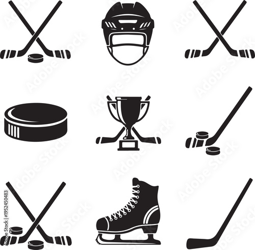 Hockey stick icon, logo isolated on a white background