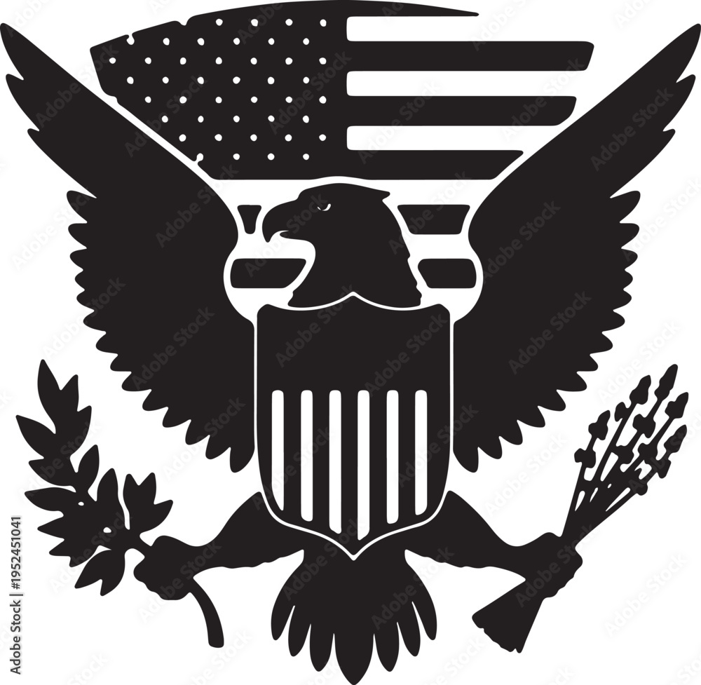 Fototapeta premium Great seal of the united states featuring a bald eagle and national symbols