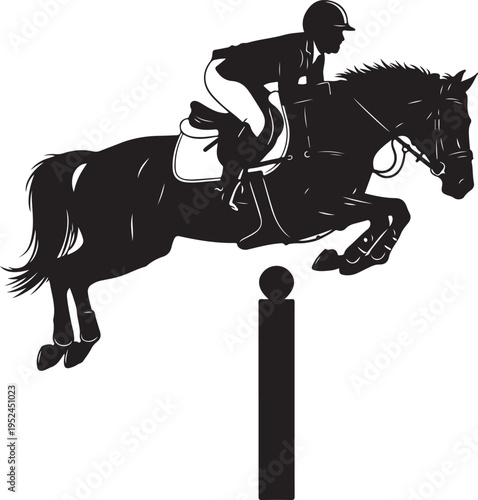 Horse jumping over obstacles