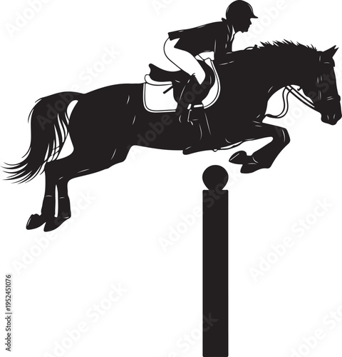 Horse jumping over obstacles
