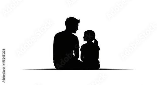 Silhouette of a Father and Daughter Sharing a Quiet Moment.