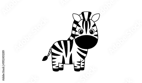 Cute cartoon zebra vector illustration friendly wild animal character isolated on white background