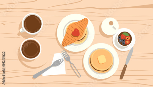 A minimalist, overhead view of a coffee cup on a wooden surface evokes a feeling of calm and focus, ideal for blog posts, websites, or marketing mater