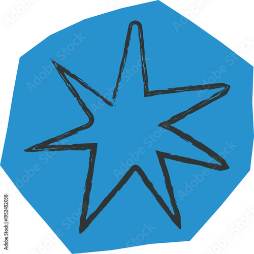 Paper Cut Star Burst Hand Drawn Emblem