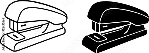 Stapler illustration icon, outline and silhouette, for office or business design