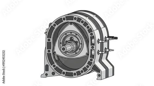 Wankel rotary engine housing, CAD technical engineering drawing
